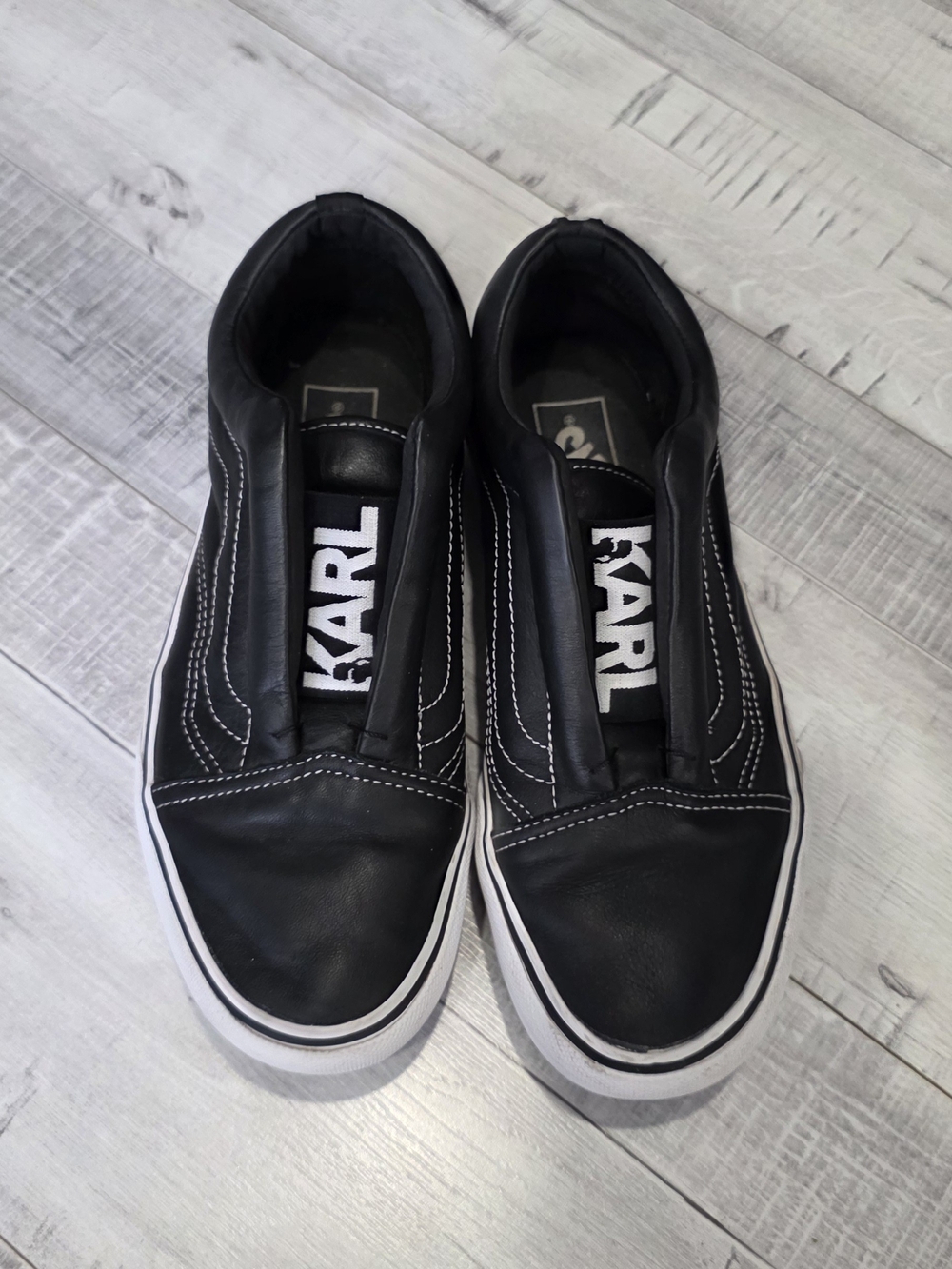 Karl Lagerfeld x Vans Black Platform Slip-On Sneakers - Picture 4 of 7